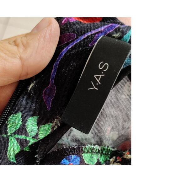 Y.A.S Multicolor Floral Dress Long Sleeve Size Large A-Line Ruffle Hem - Picture 4 of 6